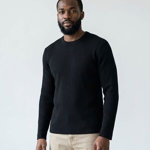 Jack & Jones Premium Black Ribbed Knit Pullover - Men's Large